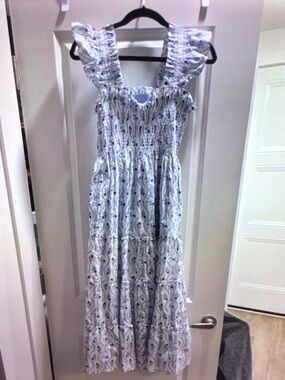 Hill House Home Paisley Smocked Maxi Dress with Ruffle Straps - Blue